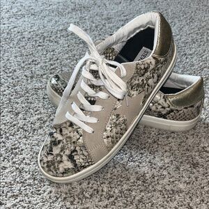 Steve Madden Snake Print Sneakers with Gold Accents